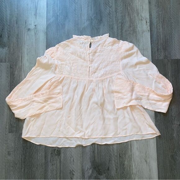 Free People Ruffle Blouse Pink Feminine XS Flowy Romantic - Picture 6 of 9